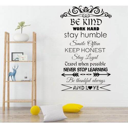 Be Kind Work Hard positive quotes Wall Art Stickers removeable vinyl Inspirational wall Decals home decoration accessories ph135