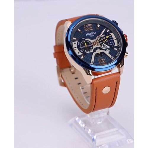NIBOSI Waterproof Quartz Business Chronograph Mens Watch Top Brand Luxury Mens Watch Date Sports Military Clock Leather Strap