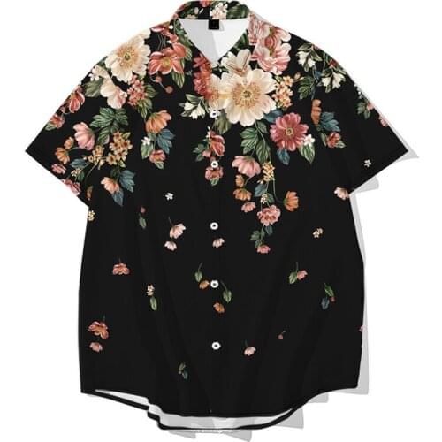 Flowers Printed Hawaiian Shirts Men Summer Short Sleeve Beach Casual Holiday Couple Streetwear Hip Hop Harajuku Shirts Tops