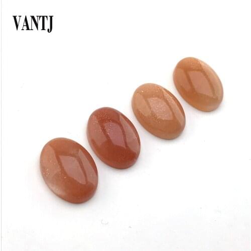 VANTJ High Quality Natural Orange Moonstone Loose Gemstone Oval 13*18mm 1PCfor Diy Jewelry Mounting Women Party Gift Wholesale