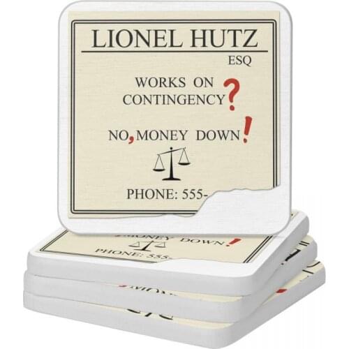 Lionel Hutz No Money Down Diatomite Square Round Coaster Anti-Scald Cup Bonsai Mat Soap Toothbrush Pad 10x10cm