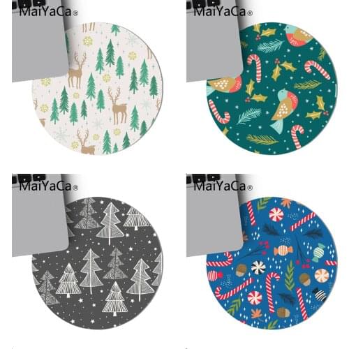 MaiYaCa In Stocked Elk Christmas Tree Keyboard Gaming MousePads Game Mouse Pad round mouse Mat Anti Slip gaming Mousepad 22x22cm