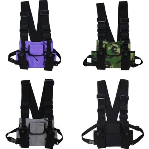 Men Women Adjustable Chest Rig Bag Multi-pocket Vest Hip Hop Streetwear Functional Tactical Harness Chest Rig Pack Waist Bag