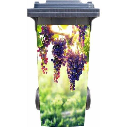 Free shipping DIY grapes tree Adhesive Removable Waterproof Sticker Decals Rubbish bin trash can Cover sticker 120liter 240liter