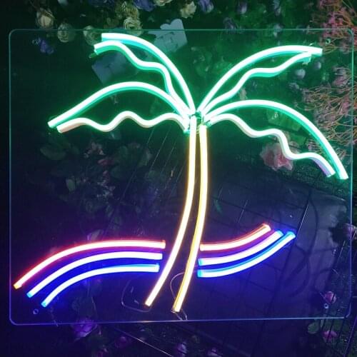 Neon Sign Light Custom Coconut trees Visual Art Club Bar Room Business Store Sign Wall Hanging Flexible Lighting For Sign