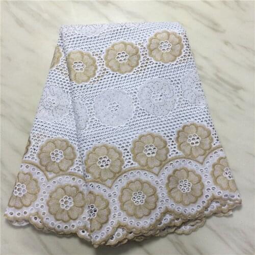 2021 New African Lace Fabric Cotton Swiss Voile Material With Stones White Color Dubai High Quality Stuff For Party Dress