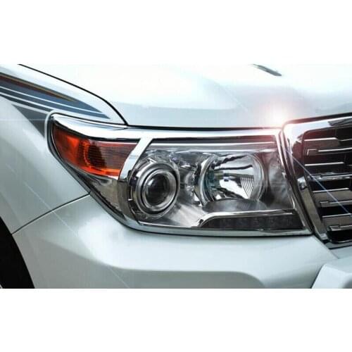 New!! For Toyota Land Cruiser LC200 2012 - 2015 ABS Chrome Front Head Light Lamp Covers Trim 2pcs