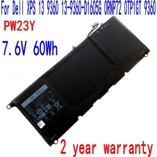 100% Brand new high quality 60WH/8085mAh PW23Y battery For Dell XPS 13-9360 P54G002 RNP72 TP1GT Laptop
