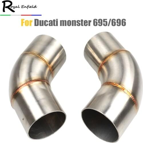 For Ducati Monster 696 695 795 796 1100 Slip-on Exhaust Middle Link Pipe 45mm 51mm Dual Side Right Left Escape Muffler Connector