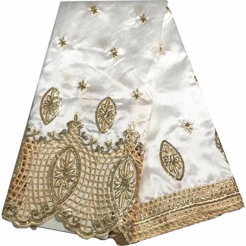 Premium Quality Classic Embroideried Dentelle Design White George Lace African Cotton Mesh Fabric 5 Yards Silk Dress KRL-91822