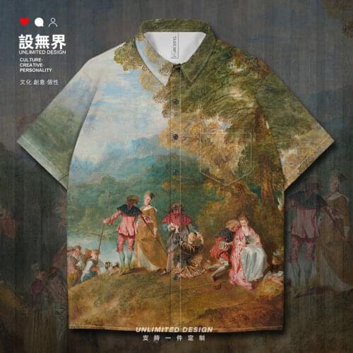 World famous Paintings Take a boat to Cyril Lsland Gypsy girl Short-Sleeved shirt Blouses mens Short Sleeve new Clothes Summer