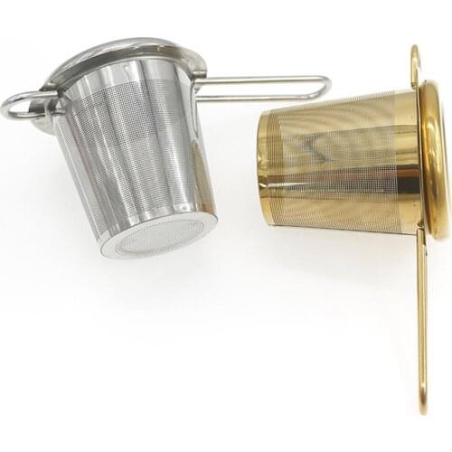 Mesh Tea Infuser Reusable Tea Strainer Teapot Stainless Steel Loose Tea Leaf Spice Filter Folding Handle Drinkware Kitchen Tools
