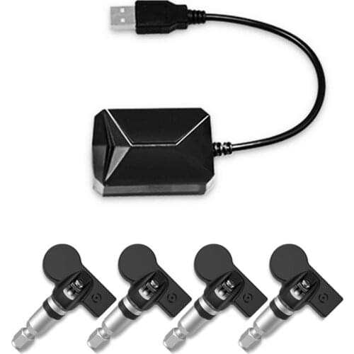 For Android system Tire Pressure Alarm Digital Display USB Car TPMS Tire Pressure Monitor Alarm System with 4 Internal Sensors