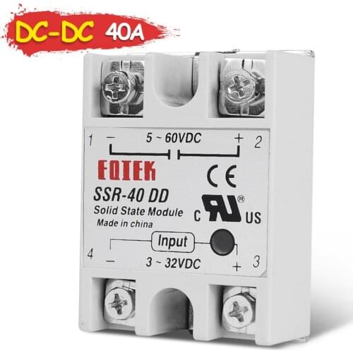 SSR-40DD 40A Solid State Module Relay DC-DC Single Phase SSR 3-32V DC TO 5-60V DC 40A Load 40DD