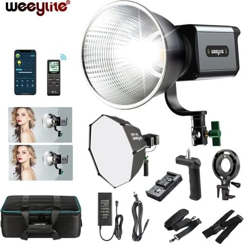 Weeylite LED Continuous Video Light 2500-8500K Bi-Color Bowens Mount Continuous Lighting App Control Dimmable COB Studio Lights