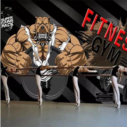 Wellyu Custom wallpaper black background bodybuilding bear gym background wall custom large mural green wallpaper Mural