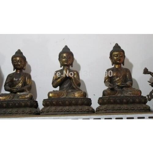 Xd 00724 16"Tibet Buddhism Bronze Three Sakyamuni Amitabha Tathagata Buddha statue Set