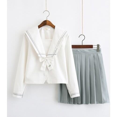 Japanese School Dress Uniforms Sailor Suit Cosplay Jasmine Coloured Glaze School Uniform For Girls Students Anime Pleated Skirt