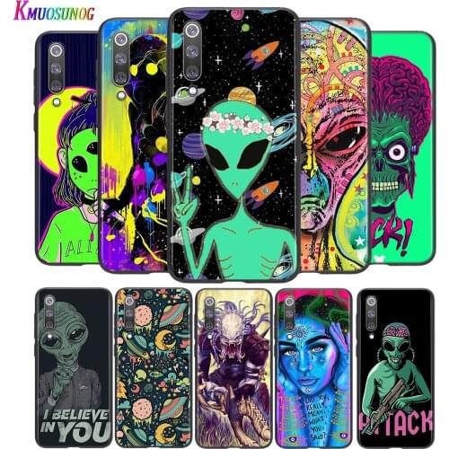 Funny Alien For Xiaomi Mi 8 9 10 11 10i 11i 10 10Pro 11Pro CC9 A3 9T 10T Lite Pro Se Ultra 5G Black Silicone Soft Phone Case