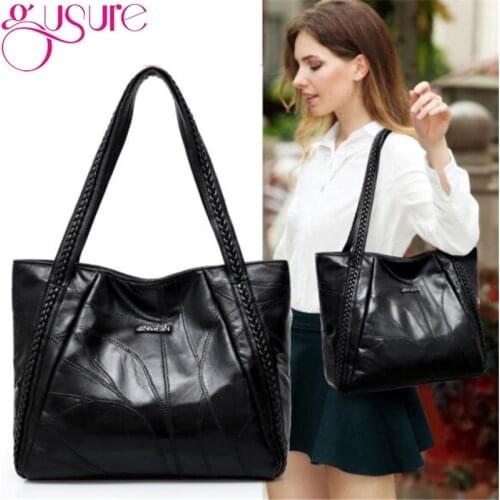 Gusure Leisure Women Bags Large Tote for Female Lady Shoulder Shopping Bag Simple Soft PU Leather Travel Handbags Femele Bolso