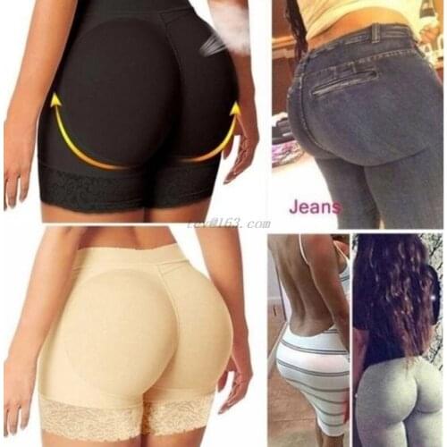 Womens Breathable Mesh Mid Rise Butt Lifter Underwear Seamless Floral Lace Trim Padded Panties Hip Enhancer Body Shaper Boyshort