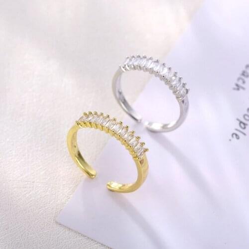Zircon Paved Open Ring For Women Gold Infinity Open Rings Gifts Unique Design Fashion Adjustable Jewelry Anel Feminino