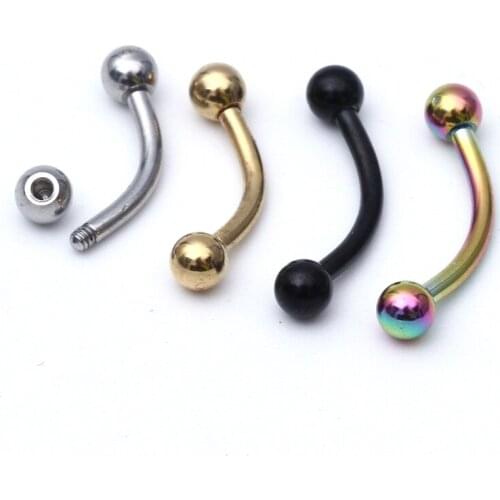 10pcs Stainless Steel Eyebrow Rings Gold Black Silver Titanium Banana Ball Barbell body piercing jewelry Free shipping