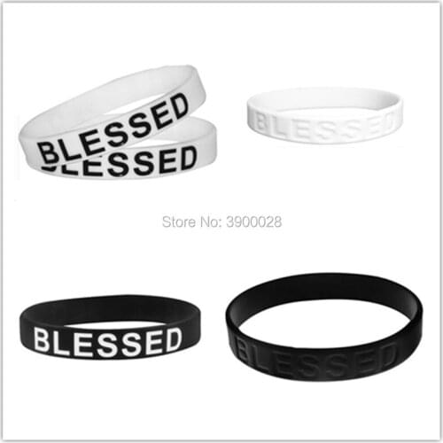 100pcs BLESSED religious Jesus bible silicone wristband bracelet free shipping