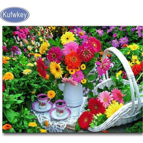 5D diy Diamond Painting flowers bloom Diamond Embroidery full Square Round diamond mosaic cross stitch restaurant decor