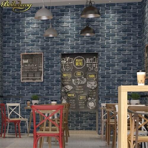 Beibehang Retro Nostalgic Gray Brick wallpaper for walls 3 d Industrial Wind Cafe Vinyl 3d flooring stone wall papers home decor