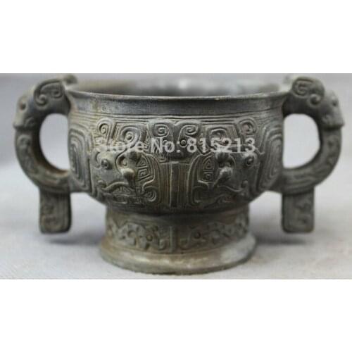 Bi001061 Tibet Pure Bronze Copper Wealth Sheep Head Statue Buddhism Incense Burner Censer