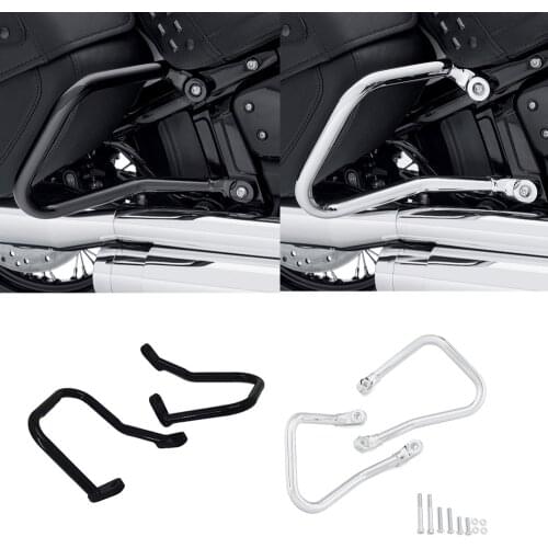 Motorcycle Saddlebag Guards Black Chrome For Harley Street Bob Deluxe Heritage 2018-2020