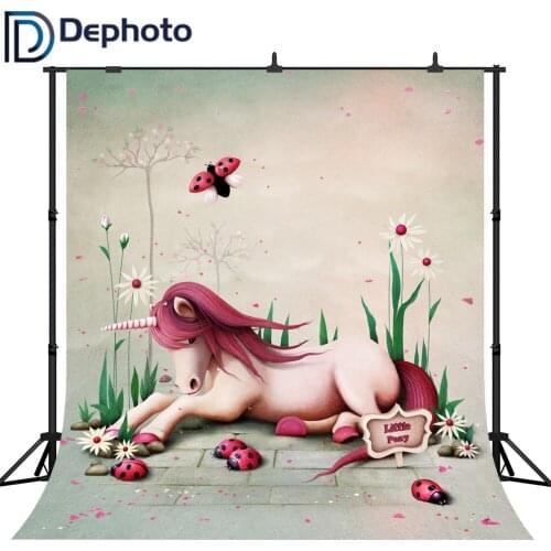 DePhoto Photography backdrop little Pony flower Birthday Party Photo Background baby ladybug Prop for photo studio photocall