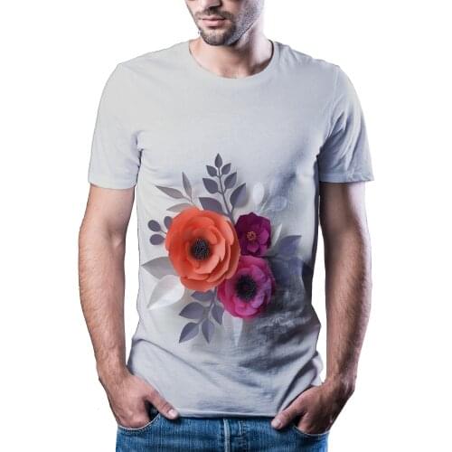 2020 hot mens summer new round neck short sleeve 3D printing high quality T-shirt sportswear T-shirt fresh flowers size T-shirt