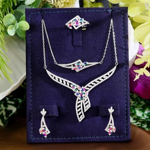 GODKI Royal flower Charms 4PCS Bracelet Ring Necklace Earring Set For Women Wedding Party Cubic Zircon CZ Dubai Bridal Jewelry