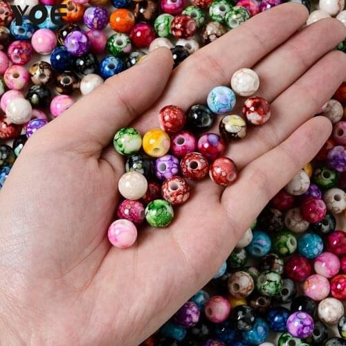 IYOE 8/10/12mm Cracked Beads Acrylic Loose Spacer Beads for Jewelry Making Handmade DIY Beaded Bracelet Earring