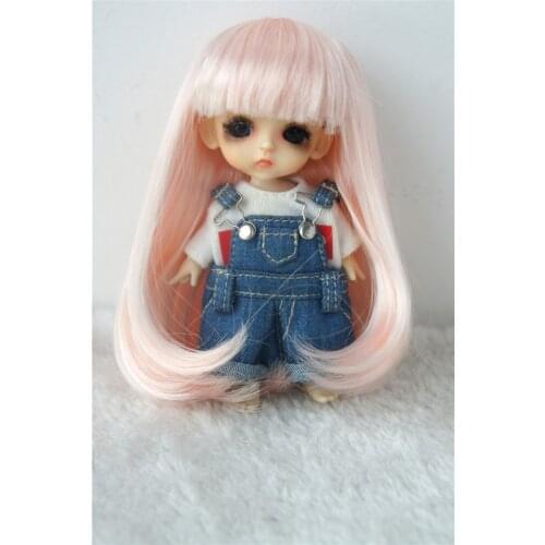 JD319B 3-4inch 9-10CM Long Straight with curls tails full Bangs Synthetic mohair 1/12 Lati White Tiny BJD doll wigs