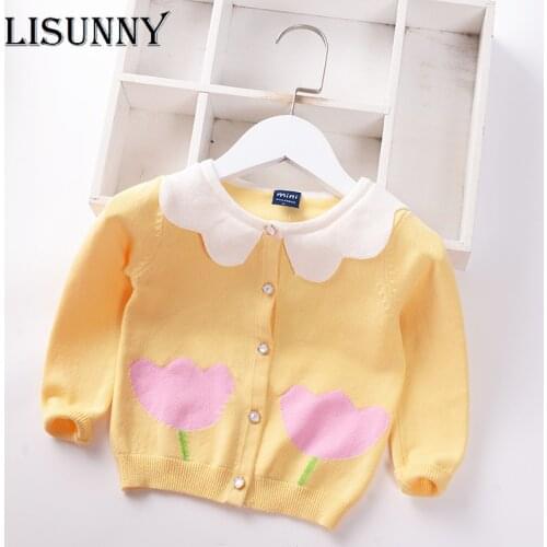 Girls Cardigan Sweater 2021 Autumn New Kids Sweater Children Breathable Jacket Baby Clothes Lolita Style Toddler Coat 0-5y