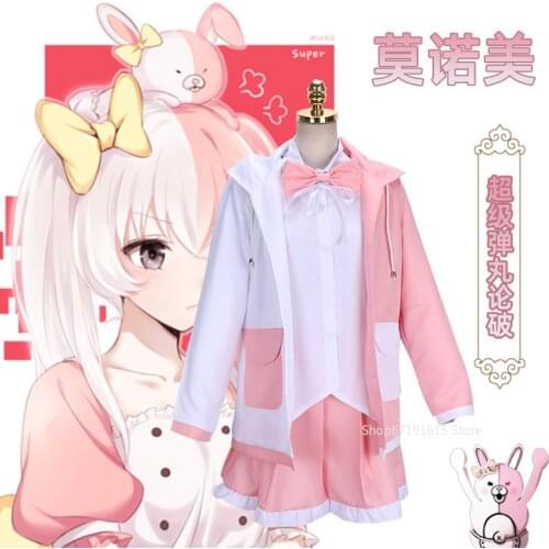 Game Danganronpa V3 Monomi Cosplay Costume Adult Uniform Rabbit Style Performance Clothing Monomi Wig Headgear Dangan Ronpa Gift