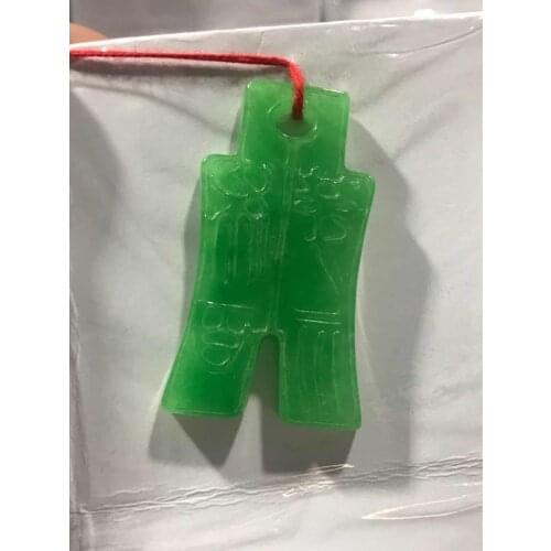 Natural green jade pendant two side hollow handcarved money jade necklace women pendants jadeite jade jewlelry necklaces