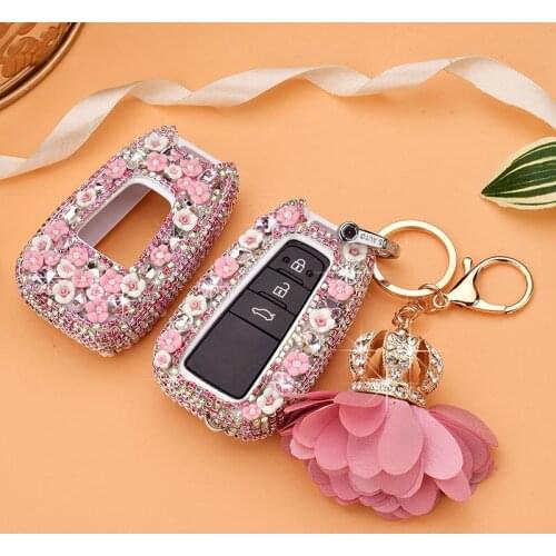 Lady Style Ceramics Flower 2 3 4 Button Car Key Fob Case Cover Holder For Toyota CHR C-HR 2018 Prius 2016 2017 Corolla RAV4