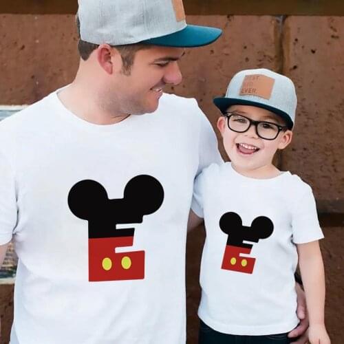 Lovely T Shirts For Family Summer Tees Tops Streetwear Fashion Mickey Mouse Disney Print Harajuku Tshirts Family Matching Look