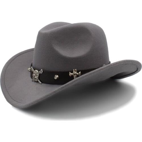 Women Men Wool Hollow Western Cowboy Hat Pirate Leather Belt Gentleman Dad Jazz Montana Sombrero Hombre Cap Size 56-58CM