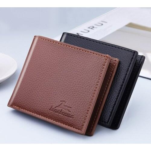 Mens Wallet Short Leather Vertical Ultra-thin Wallet Card Package Small Purse Card Holder Wallet Man Money Clip