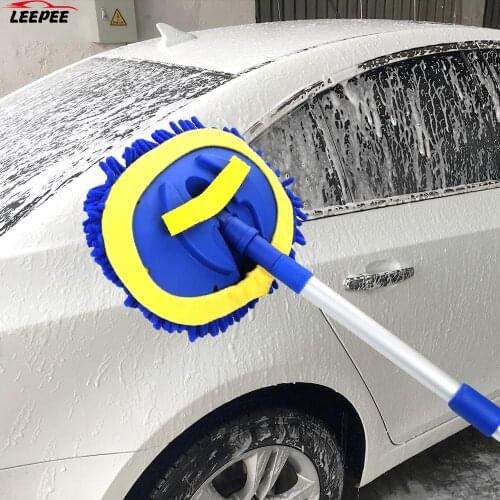 Car Wash Brush Telescoping Long Handle Cleaning Mop Car Cleaning Brush Chenille Broom Auto Accessories