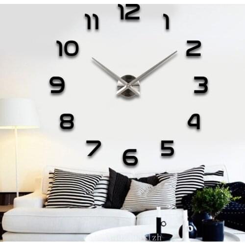 Silver pointer new sale wall clock clocks reloj de pared watch 3d diy Acrylic mirror Stickers Quartz Modern Home Decoration