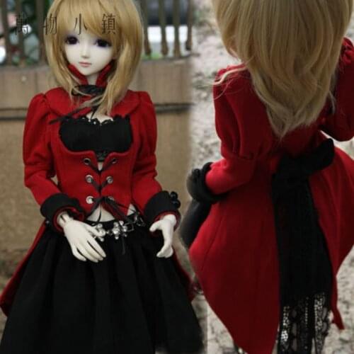 NEW Wester Style Uniform Red Black Dress Suit(4pcs) for big girl 1/3 1/4 BJD SD MSD Doll Clothes