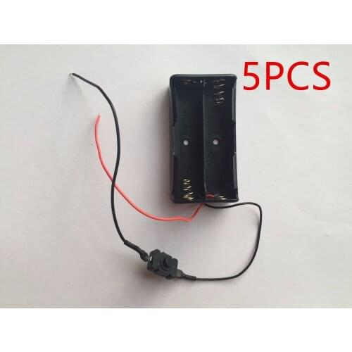 Wholesale 5PCS/lot 2 x 18650 3.7V Battery Holder Storage Case Box ON/OFF Switch & Long Lead Wire For Soldering Connecting