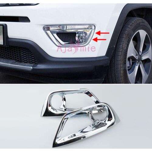Front Reflector Fog Light Lamp Cover Sticker Decoration Moulding Trim Year 2017 2018 For Jeep Compass Car Accessories