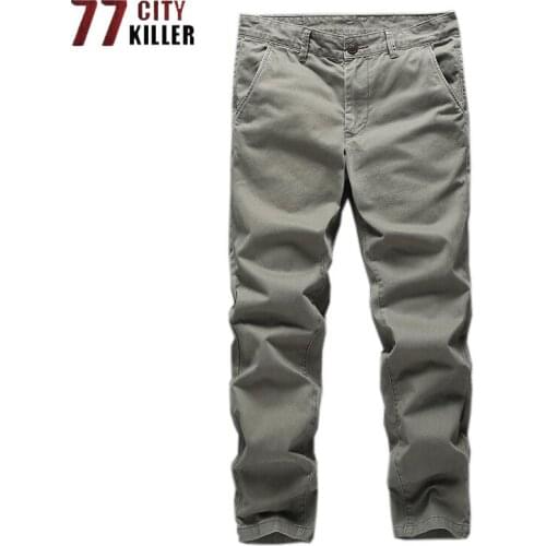 Casual Straight Pants Men Military Cotton Comfortable Mens Trousers Multi-Pockets Cargo Working Joggers Pantalones Hombre XS-2XL